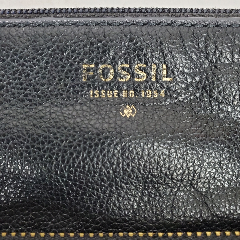 FOSSIL 1954 Black Pebbled Cowhide Leather Adjustable Crossbody Bag & Coin Purse - Picture 4 of 16